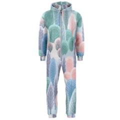 Abstract Seamless Pattern With Winter Forest Background Hooded Jumpsuit (men) by Wegoenart