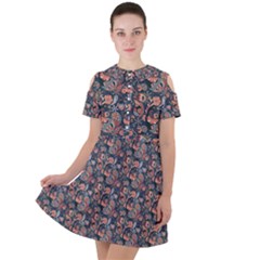 Paisley Pattern Short Sleeve Shoulder Cut Out Dress  by designsbymallika