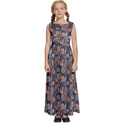 Paisley Pattern Kids  Satin Sleeveless Maxi Dress by designsbymallika