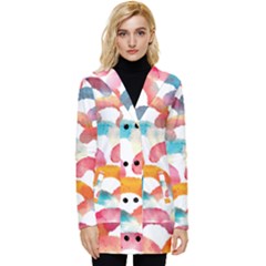 Rainbow Pattern Button Up Hooded Coat  by designsbymallika