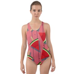 Red Watermelon Popsicle Cut-out Back One Piece Swimsuit by ConteMonfrey