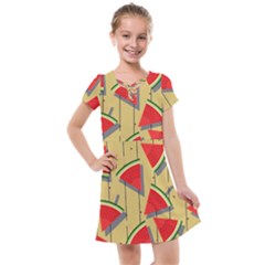 Pastel Watermelon Popsicle Kids  Cross Web Dress by ConteMonfrey