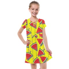 Yellow Watermelon Popsicle  Kids  Cross Web Dress by ConteMonfrey