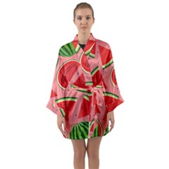 Red Watermelon  Long Sleeve Satin Kimono by ConteMonfrey