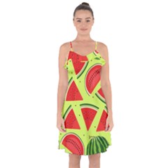 Pastel Watermelon   Ruffle Detail Chiffon Dress by ConteMonfrey
