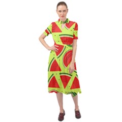 Pastel Watermelon   Keyhole Neckline Chiffon Dress by ConteMonfrey