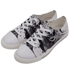 Drawing Angry Male Lion Roar Animal Men s Low Top Canvas Sneakers by danenraven