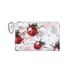 Ladybugs-pattern-texture-watercolor Canvas Cosmetic Bag (small) by Wegoenart