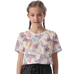 Pattern-with-hand-drawn-butterflies Kids  Basic Tee by Wegoenart