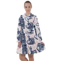 London Seamless Pattern All Frills Chiffon Dress