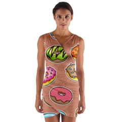 Doughnut Doodle Colorful Seamless Pattern Wrap Front Bodycon Dress by Wegoenart