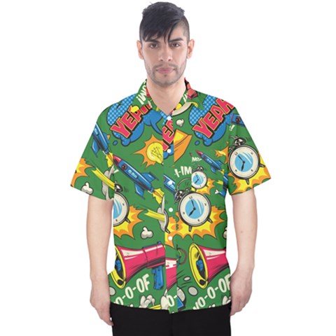 Pop Art Colorful Seamless Pattern Men s Hawaii Shirt by Wegoenart