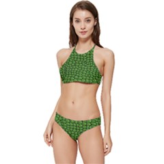 Seamless Pattern Crocodile Leather Banded Triangle Bikini Set by Wegoenart