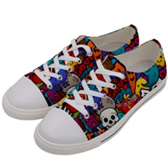 Graffiti Characters Seamless Pattern Men s Low Top Canvas Sneakers by Wegoenart