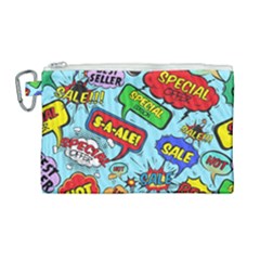 Comic Bubbles Seamless Pattern Canvas Cosmetic Bag (large)