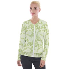 Watercolor Leaves On The Wall  Velvet Zip Up Jacket by ConteMonfrey