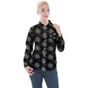 Black Cute Leaves Women s Long Sleeve Pocket Shirt View1