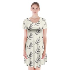 Minimalist Branch Short Sleeve V-neck Flare Dress by ConteMonfrey