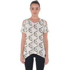 Cute Leaves Draw Cut Out Side Drop Tee by ConteMonfrey
