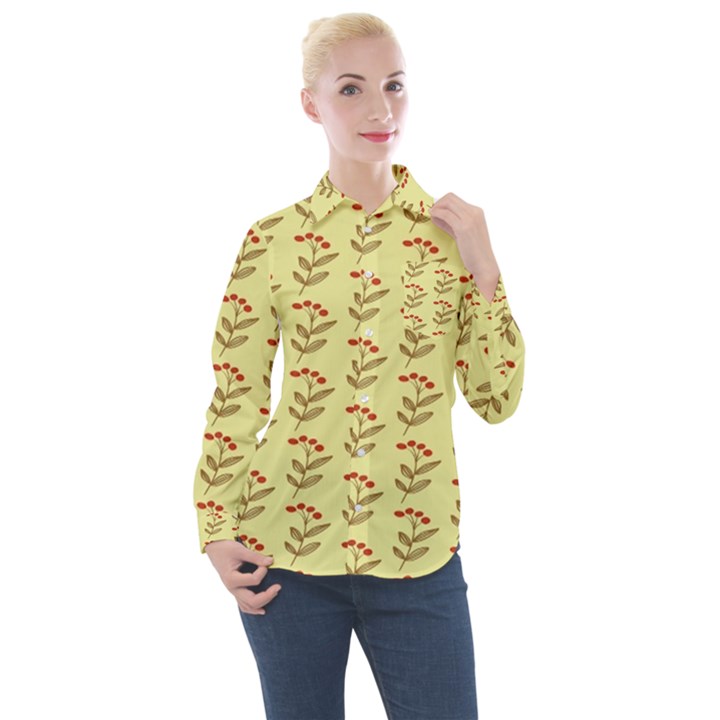 Yellow Fresh Spring Hope Women s Long Sleeve Pocket Shirt