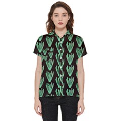 Watercolor Seaweed Black Short Sleeve Pocket Shirt by ConteMonfrey
