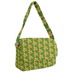 Orange Leaves Green Courier Bag by ConteMonfrey