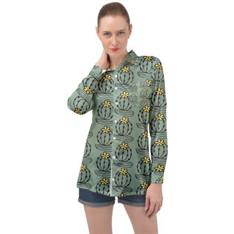 Cactus Green Long Sleeve Satin Shirt by ConteMonfrey