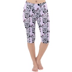 Lovely Cactus With Flower Lightweight Velour Cropped Yoga Leggings by ConteMonfrey