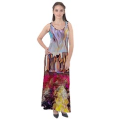 New York Skyline Manhattan City Sleeveless Velour Maxi Dress by Wegoenart