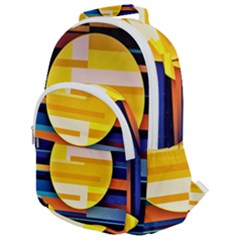 Background Abstract Horizon Rounded Multi Pocket Backpack by Ravend