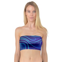 Wavy Abstract Blue Bandeau Top