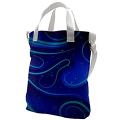 Wavy Abstract Blue Canvas Messenger Bag
