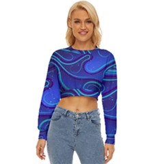Wavy Abstract Blue Lightweight Long Sleeve Sweatshirt by Ravend
