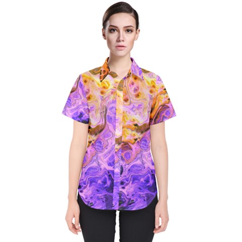 Conceptual Abstract Painting Acrylic Women s Short Sleeve Shirt by Ravend