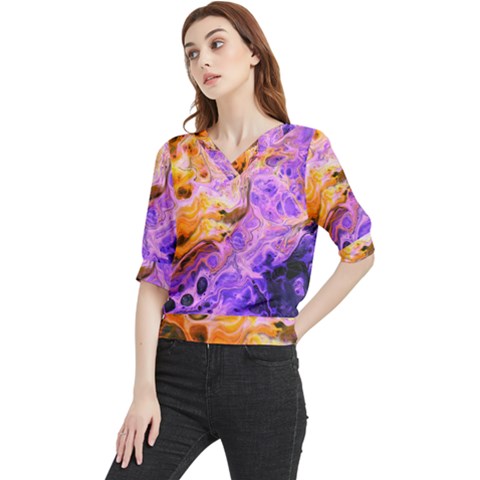 Conceptual Abstract Painting Acrylic Quarter Sleeve Blouse by Ravend