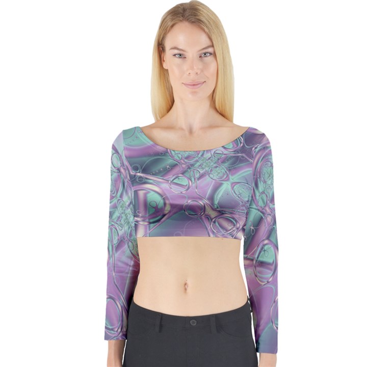 Illustration Fractal Pattern Modern art Digital Long Sleeve Crop Top