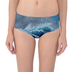 Waves Sea Sky Wave Mid-waist Bikini Bottoms by Ravend