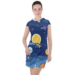 Galaxy Background Drawstring Hooded Dress by danenraven