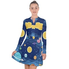 Galaxy Background Long Sleeve Panel Dress by danenraven