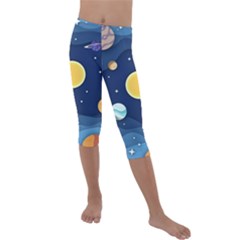 Galaxy Background Kids  Lightweight Velour Capri Leggings  by danenraven