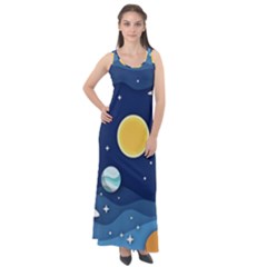 Galaxy Background Sleeveless Velour Maxi Dress by danenraven