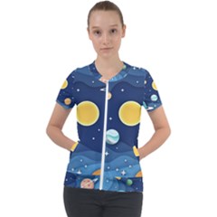 Galaxy Background Short Sleeve Zip Up Jacket by danenraven