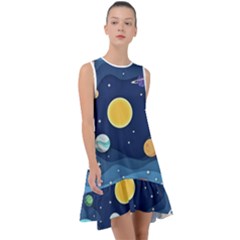 Galaxy Background Frill Swing Dress by danenraven