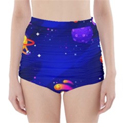 Artistic Space Planet High-waisted Bikini Bottoms by danenraven