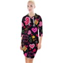 Multicolored Wallpaper, Love Vector Hearts Background Romantic Quarter Sleeve Hood Bodycon Dress View1