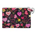 Multicolored Wallpaper, Love Vector Hearts Background Romantic Canvas Cosmetic Bag (XL) View2