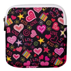 Multicolored Wallpaper, Love Vector Hearts Background Romantic Mini Square Pouch by Wegoenart