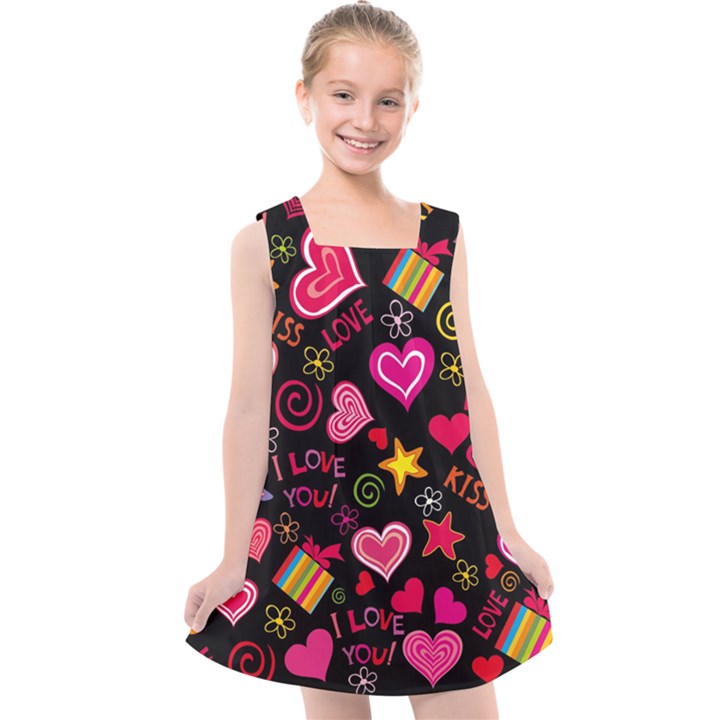 Multicolored Wallpaper, Love Vector Hearts Background Romantic Kids  Cross Back Dress