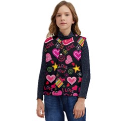 Multicolored Wallpaper, Love Vector Hearts Background Romantic Kid s Short Button Up Puffer Vest	 by Wegoenart