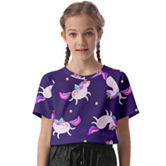 Fantasy Fat Unicorn Horse-pattern Fabric Design Kids  Basic Tee by Wegoenart